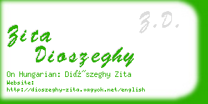 zita dioszeghy business card